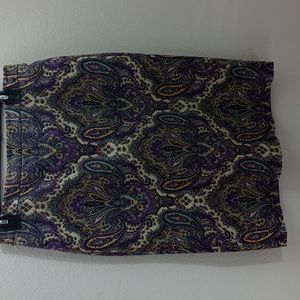 J Crew Purple Paisley Knee Skirt